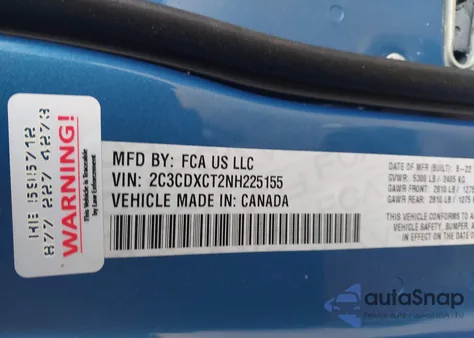 2022 Dodge Charger R/T из США, поврежденный, VIN 2C3CDXCT2NH225155